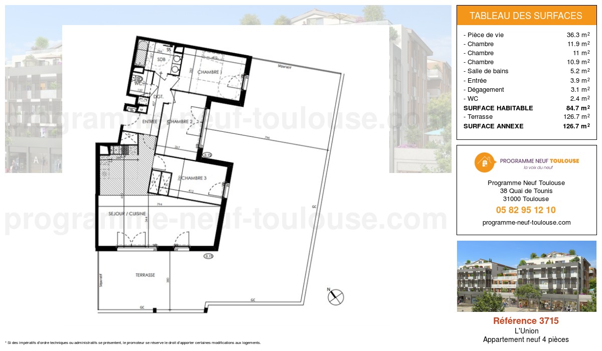 Plan pour un Appartement neuf de  84.7m² à
					L'Union
