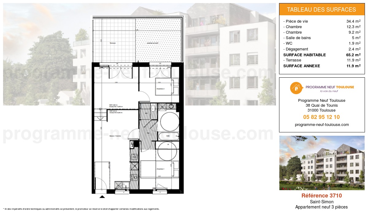 Plan pour un Appartement neuf de  65.2m² à
					Saint-Simon