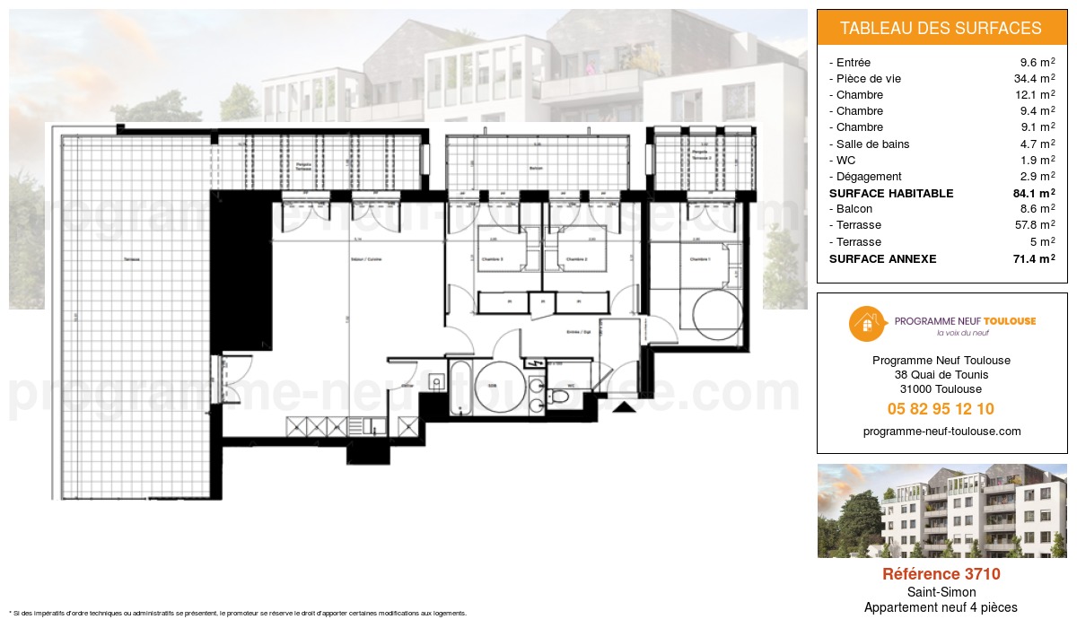 Plan pour un Appartement neuf de  85.6m² à
					Saint-Simon