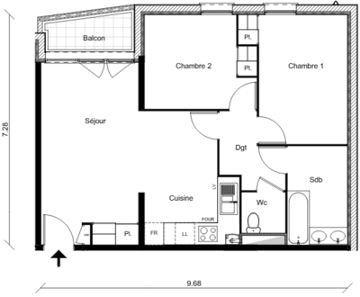 Plan pour un Appartement neuf de  63.18m² à
					Barrière de Paris