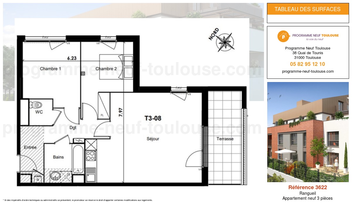 Plan pour un Appartement neuf de  0m² à
					Rangueil