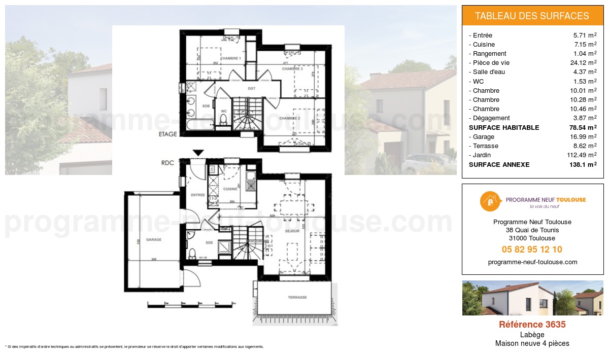 Plan pour un Maison neuve de  78.54m² à
					Labège