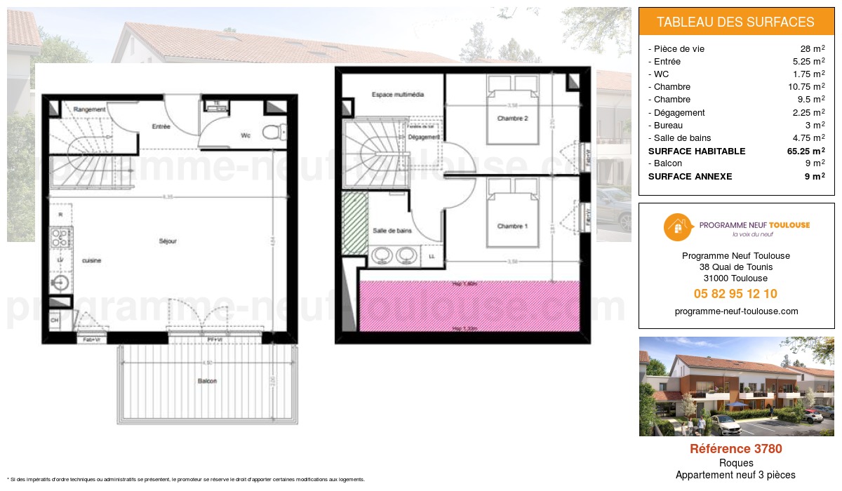Plan pour un Appartement neuf de  60.25m² à
					Roques