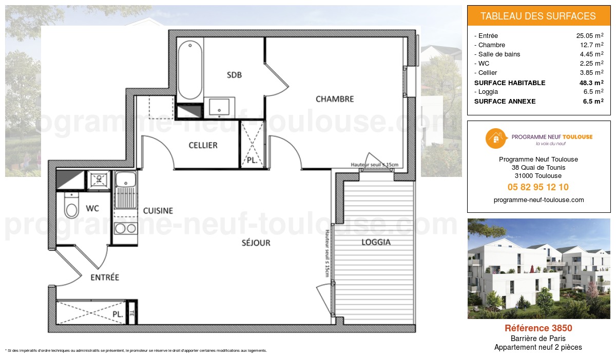Plan pour un Appartement neuf de  48.3m² à
					Barrière de Paris