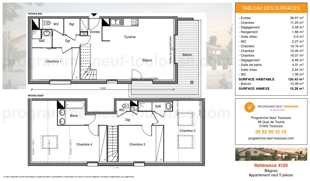 Plan pour un Appartement neuf de  120.43m² à
					Blagnac