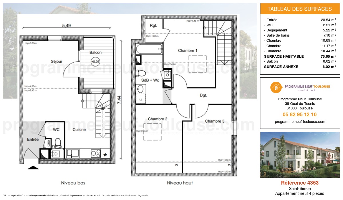 Plan pour un Appartement neuf de  75.65m² à
					Saint-Simon