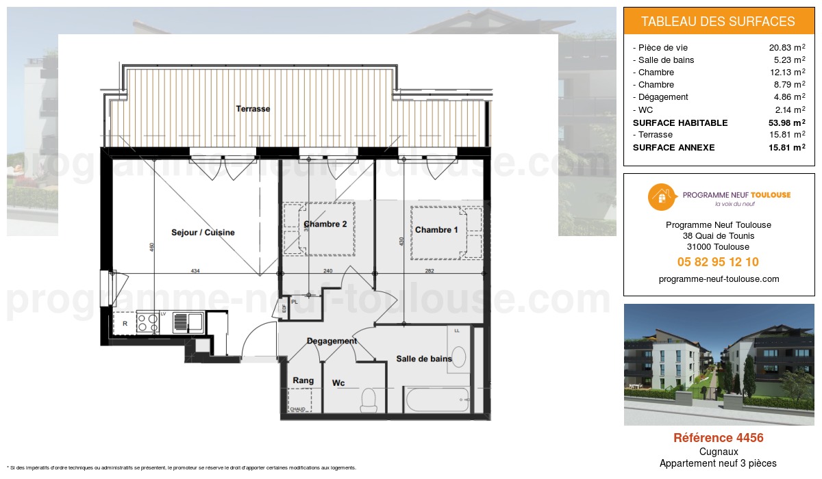 Plan pour un Appartement neuf de  53.98m² à
					Cugnaux