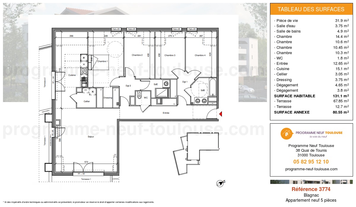 Plan pour un Appartement neuf de  131.1m² à
					Blagnac