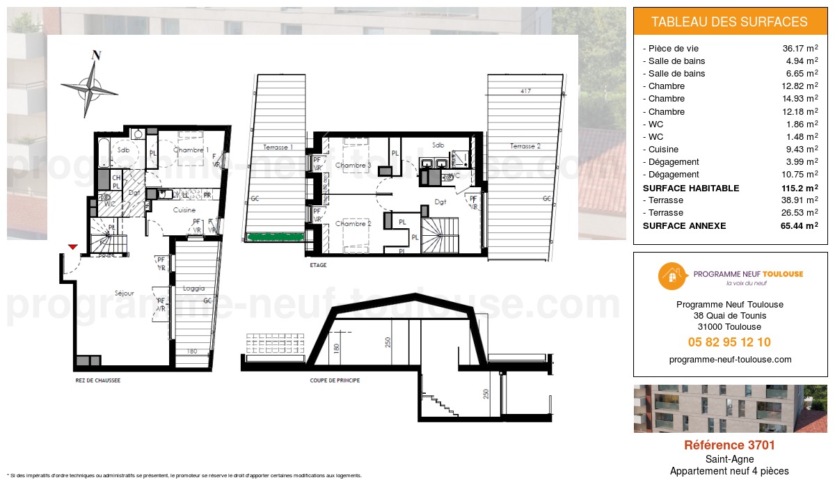 Plan pour un Appartement neuf de  115.2m² à
					Saint-Agne