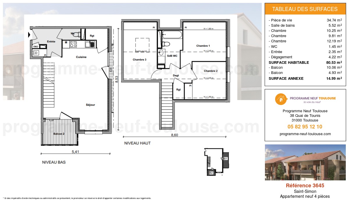 Plan pour un Appartement neuf de  83.57m² à
					Saint-Simon