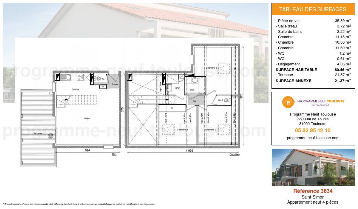 Plan pour un Appartement neuf de  80.46m² à
					Saint-Simon