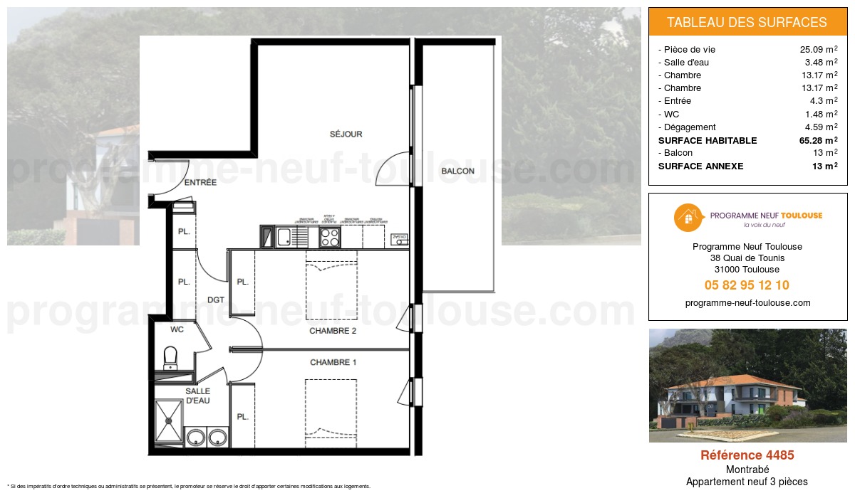 Plan pour un Appartement neuf de  65m² à
					Montrabé