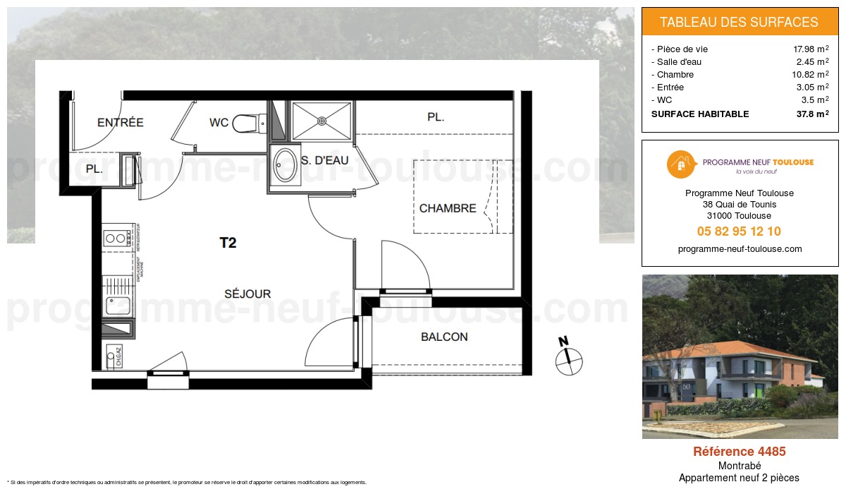 Plan pour un Appartement neuf de  35.65m² à
					Montrabé