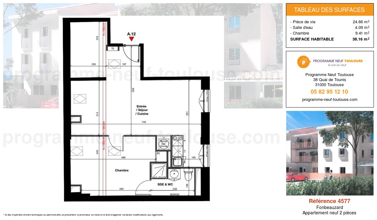 Plan pour un Appartement neuf de  38.16m² à
					Fonbeauzard