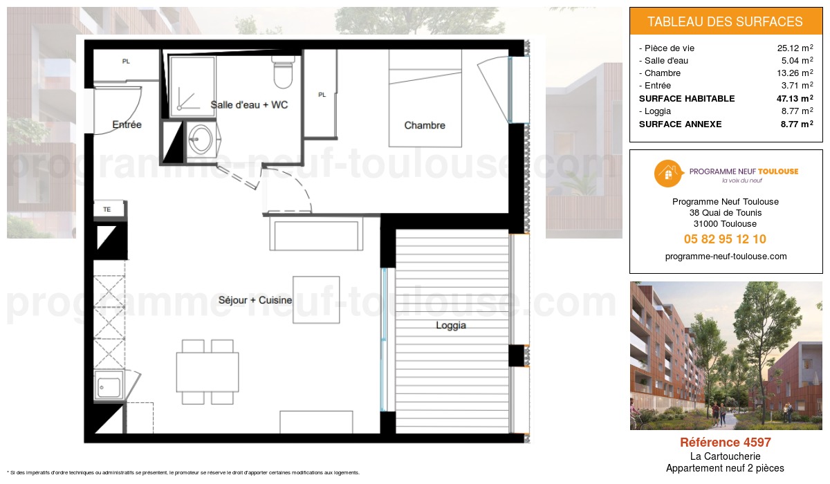 Plan pour un Appartement neuf de  47.13m² à
					La Cartoucherie