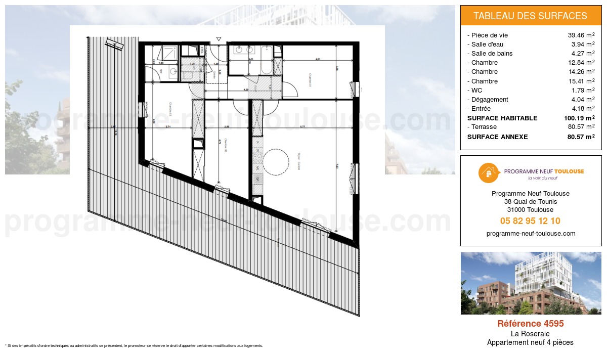 Plan pour un Appartement neuf de  100.19m² à
					La Roseraie