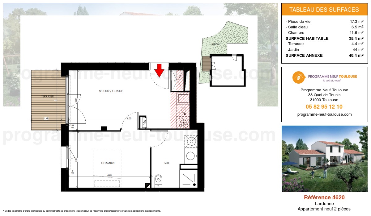 Plan pour un Appartement neuf de  35.4m² à
					Lardenne
