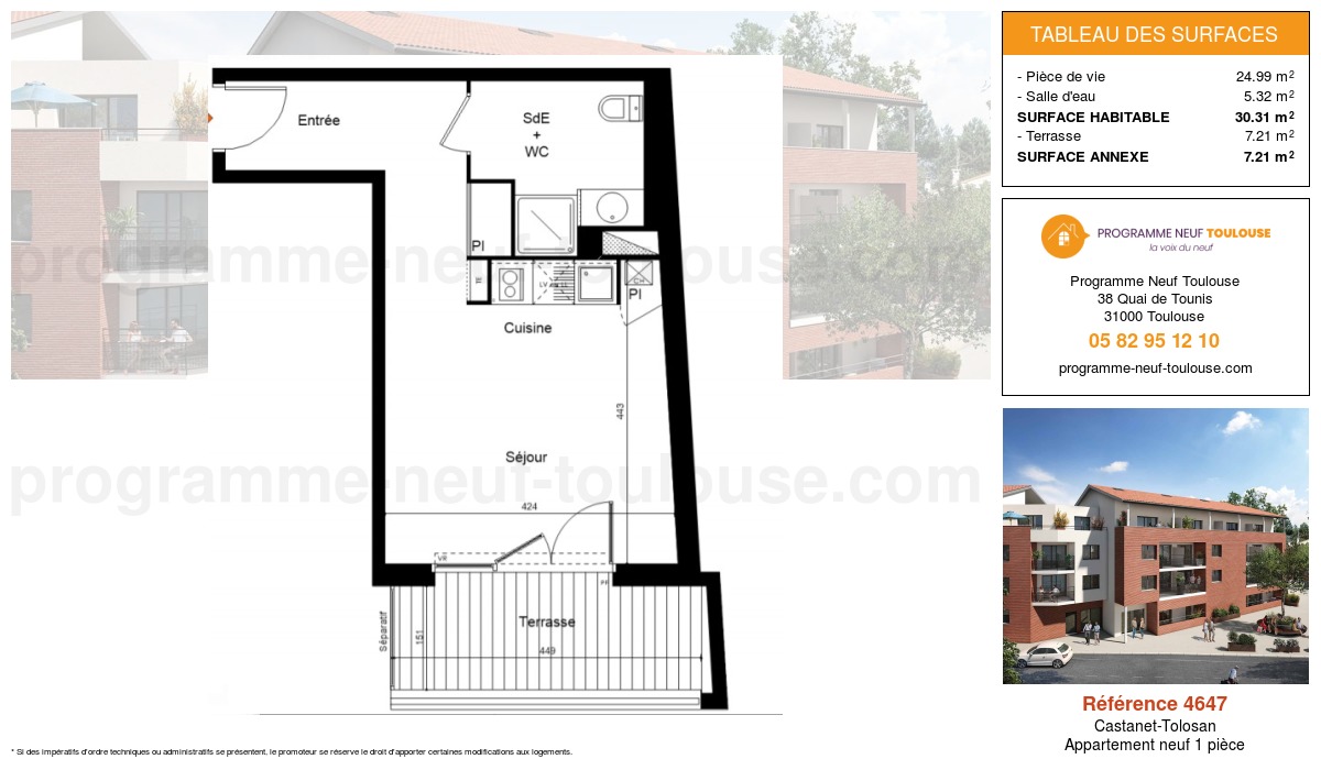 Plan pour un Appartement neuf de  30.31m² à
					Castanet-Tolosan
