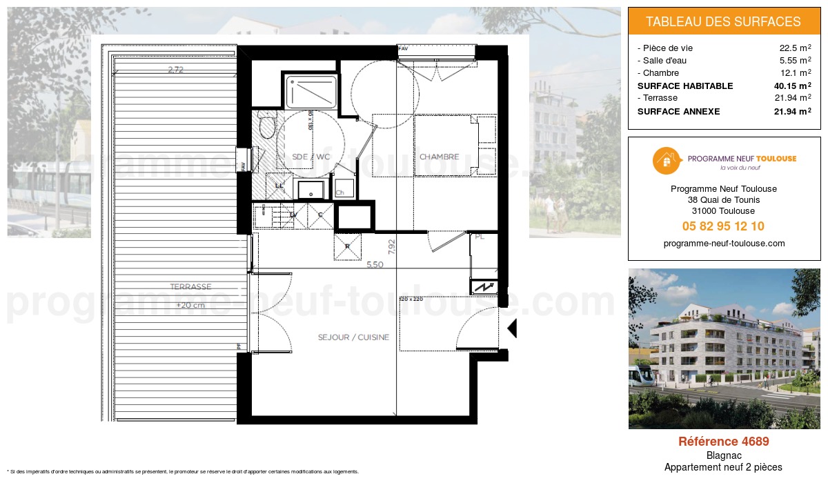 Plan pour un Appartement neuf de  40.15m² à
					Blagnac