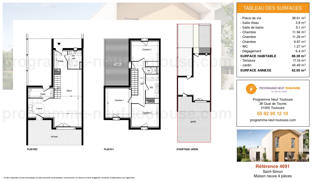 Plan pour un Maison neuve de  88.28m² à
					Saint-Simon