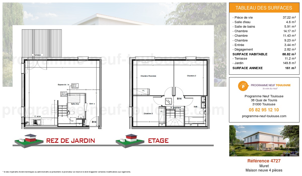 Plan pour un Maison neuve de  88.82m² à
					Muret