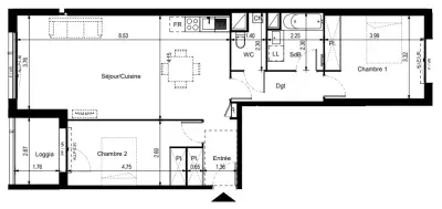 Plan pour un Appartement neuf de 77.32m² à
Lalande