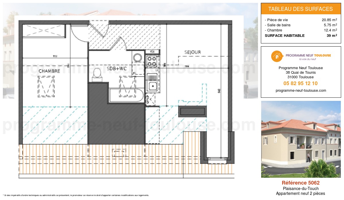 Plan pour un Appartement neuf de  39m² à
					Plaisance-du-Touch