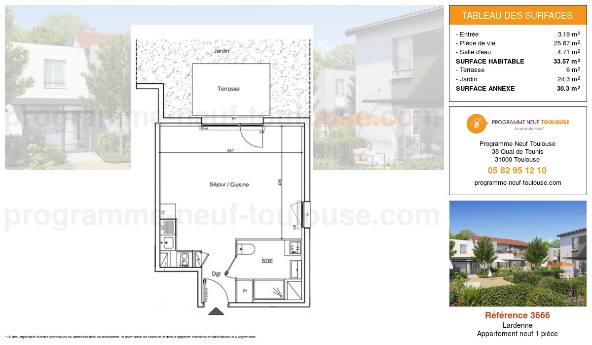 Plan pour un Appartement neuf de  33.57m² à
					Lardenne