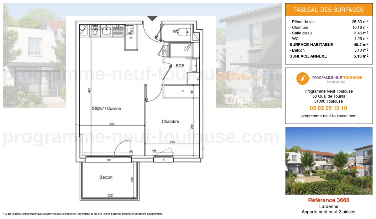 Plan pour un Appartement neuf de  40.2m² à
					Lardenne