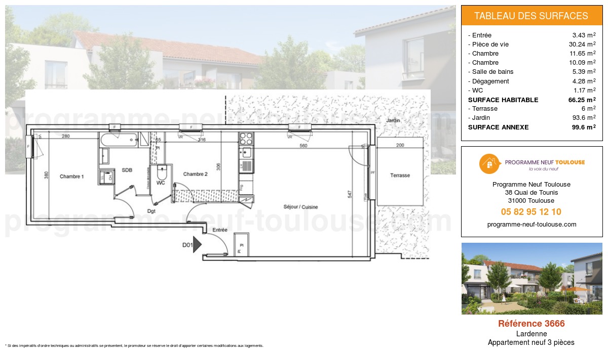 Plan pour un Appartement neuf de  66.25m² à
					Lardenne