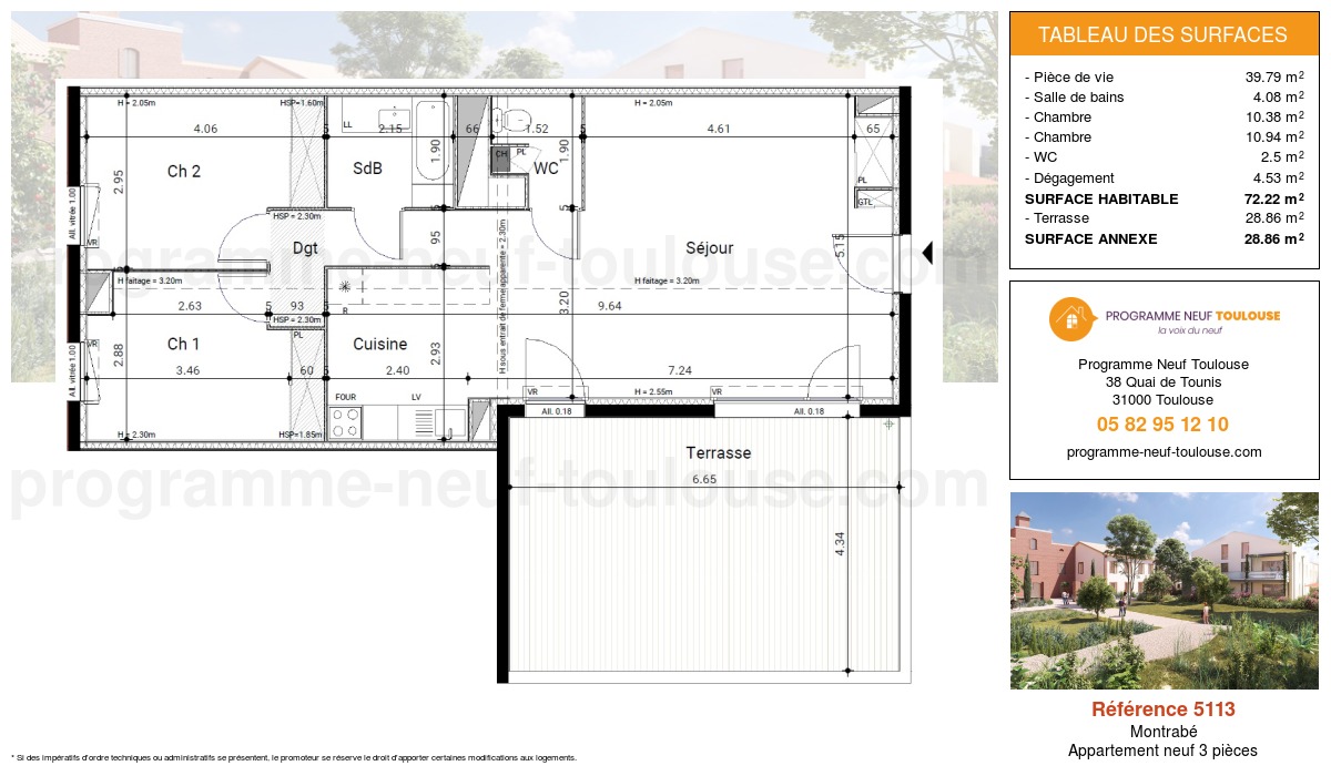 Plan pour un Appartement neuf de  72.22m² à
					Montrabé