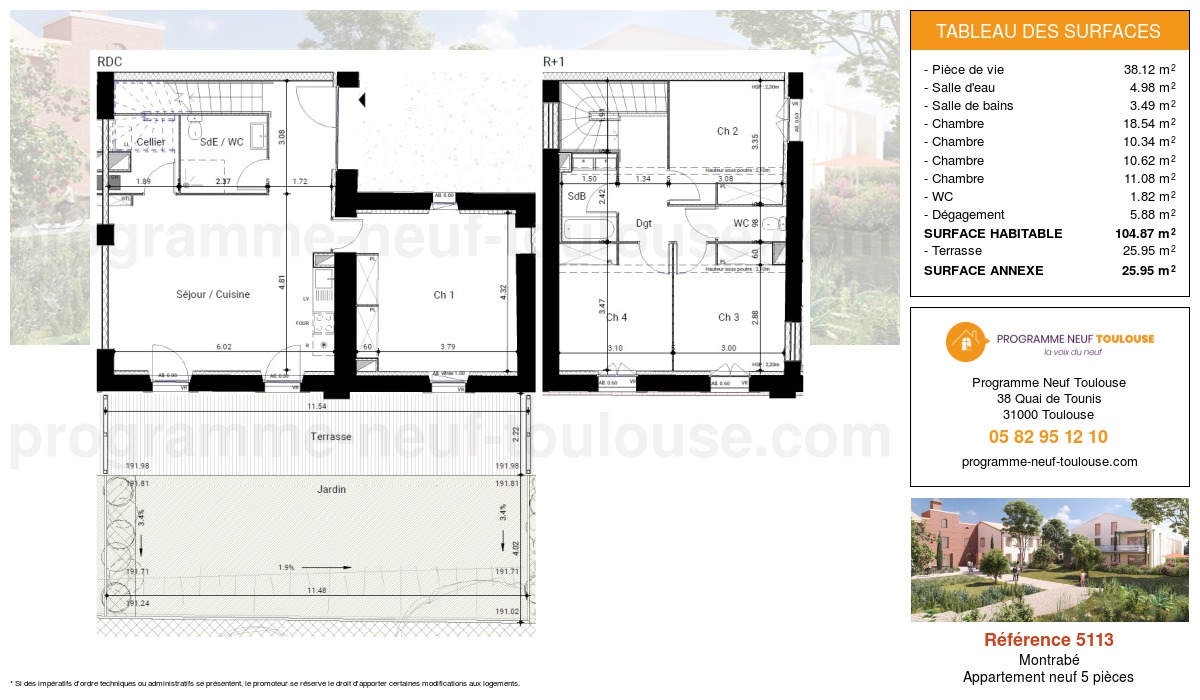 Plan pour un Appartement neuf de  104.87m² à
					Montrabé