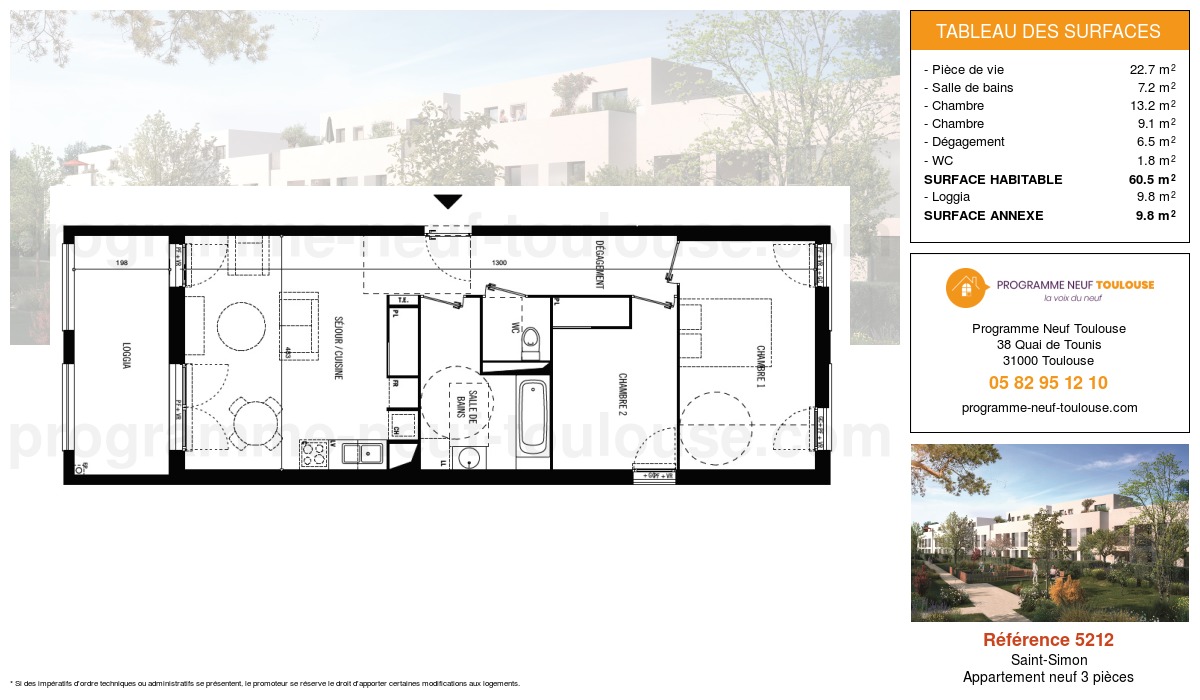 Plan pour un Appartement neuf de  60.5m² à
					Saint-Simon