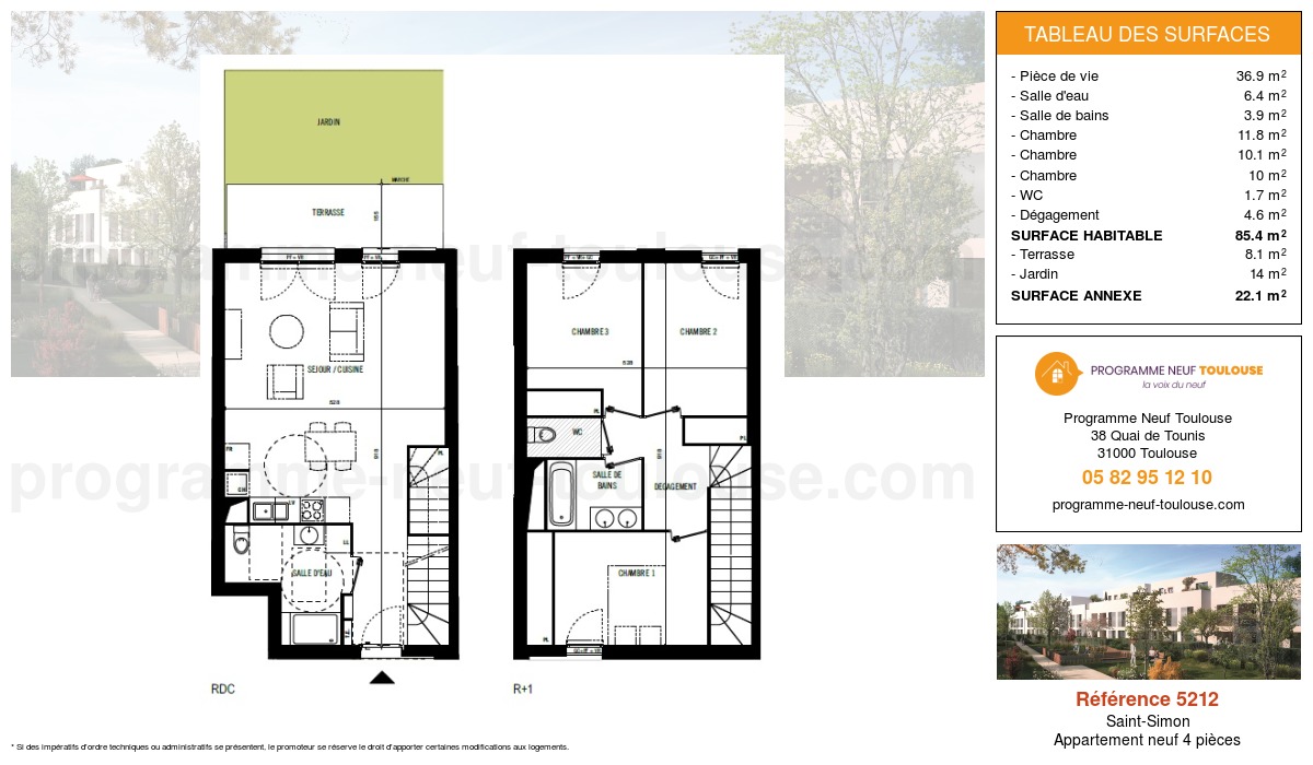 Plan pour un Appartement neuf de  85.4m² à
					Saint-Simon