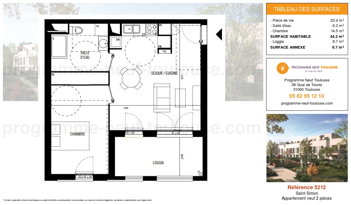 Plan pour un Appartement neuf de  44.2m² à
					Saint-Simon