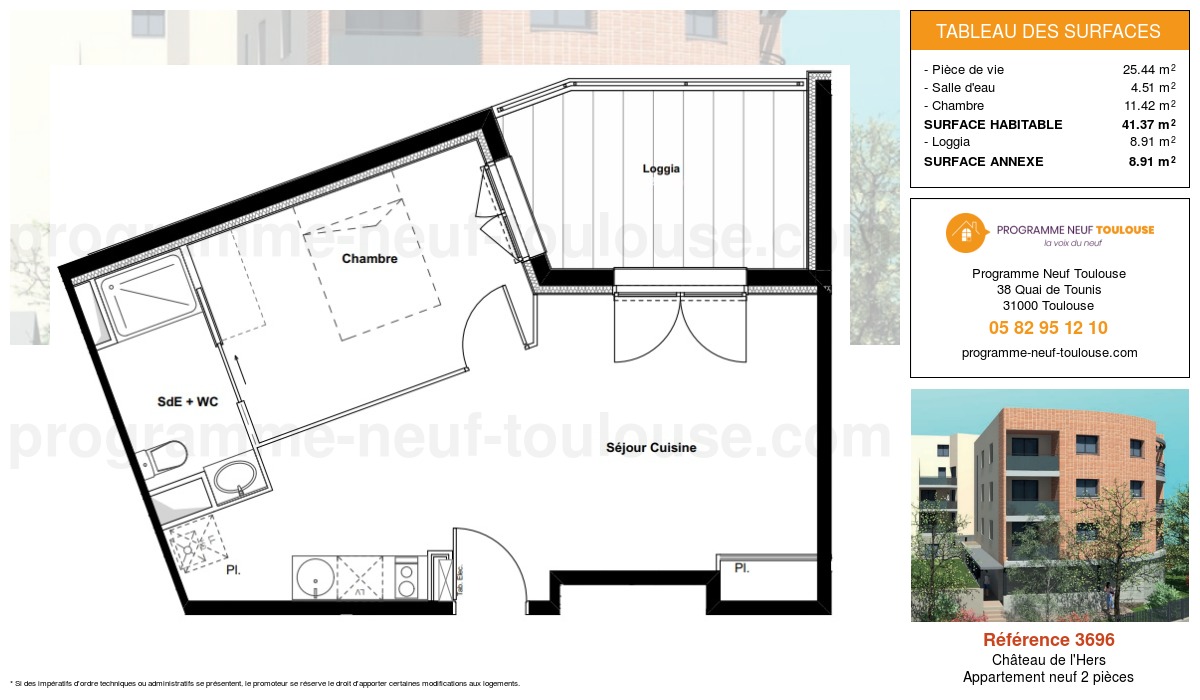 Plan pour un Appartement neuf de  41.37m² à
					Château de l'Hers