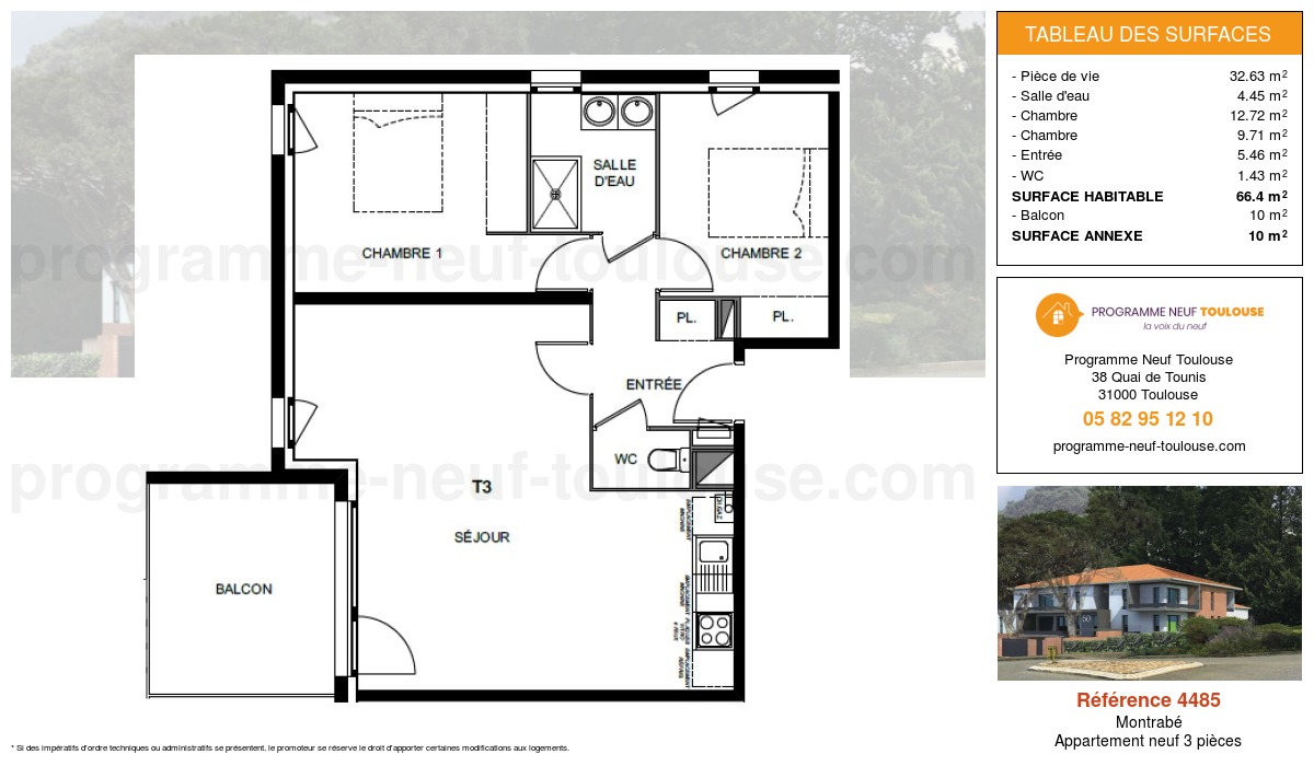 Plan pour un Appartement neuf de  66.4m² à
					Montrabé