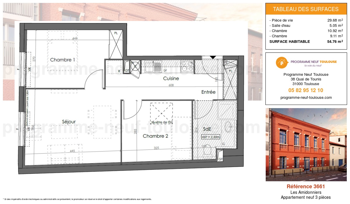 Plan pour un Appartement neuf de  51.03m² à
					Les Amidonniers