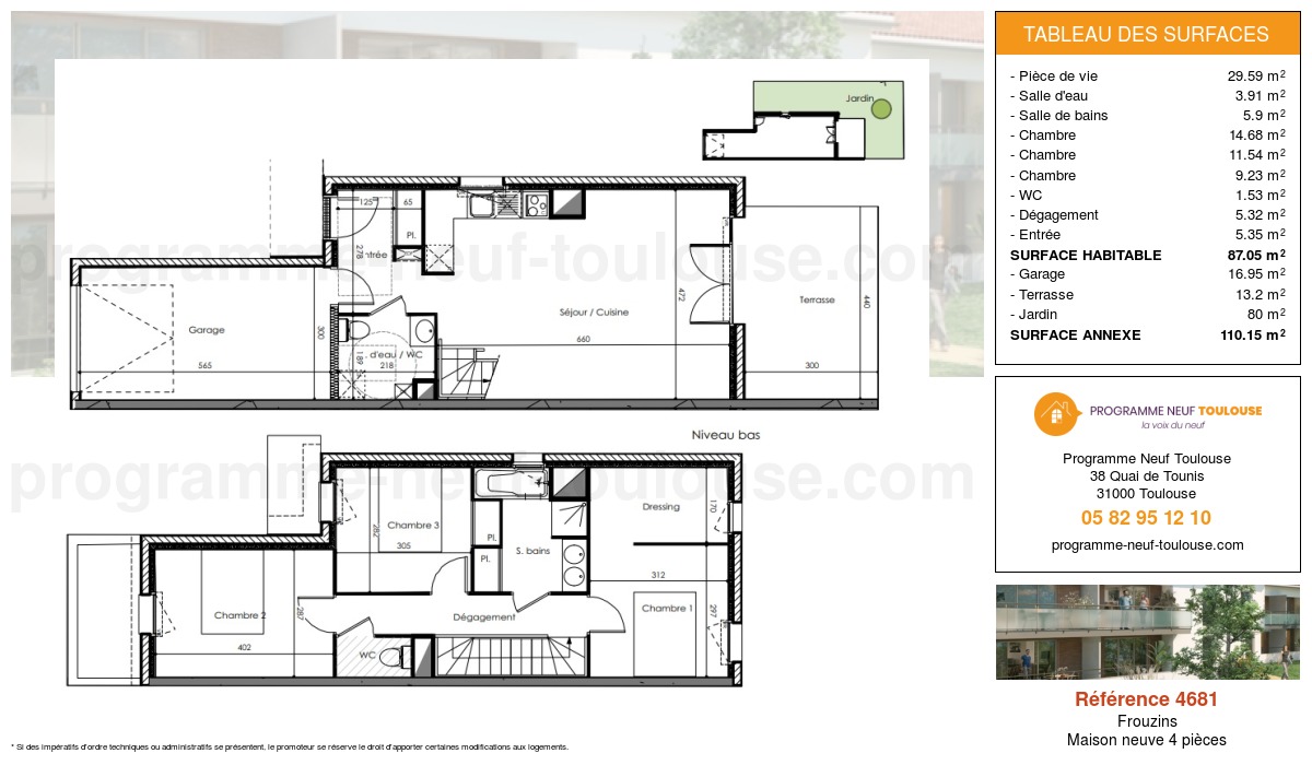 Plan pour un Maison neuve de  87.05m² à
					Frouzins