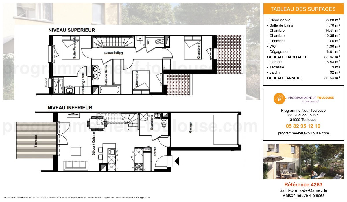 Plan pour un Maison neuve de  85.87m² à
					Saint-Orens-de-Gameville