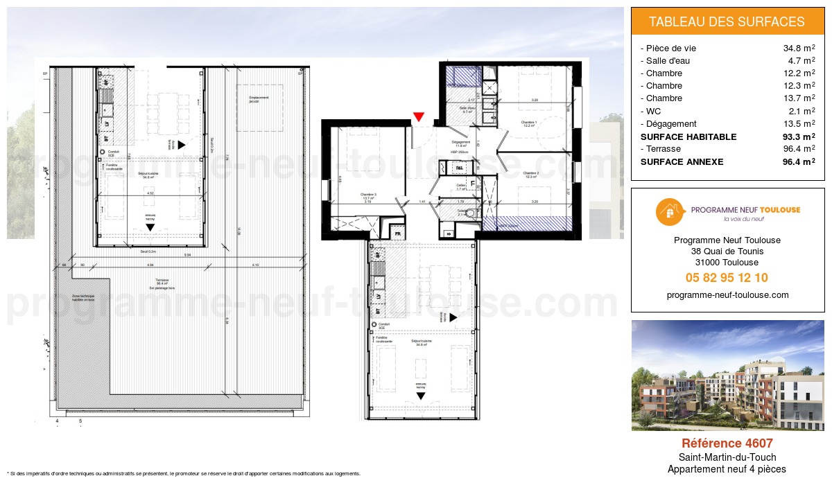 Plan pour un Appartement neuf de  93.4m² à
					Saint-Martin-du-Touch