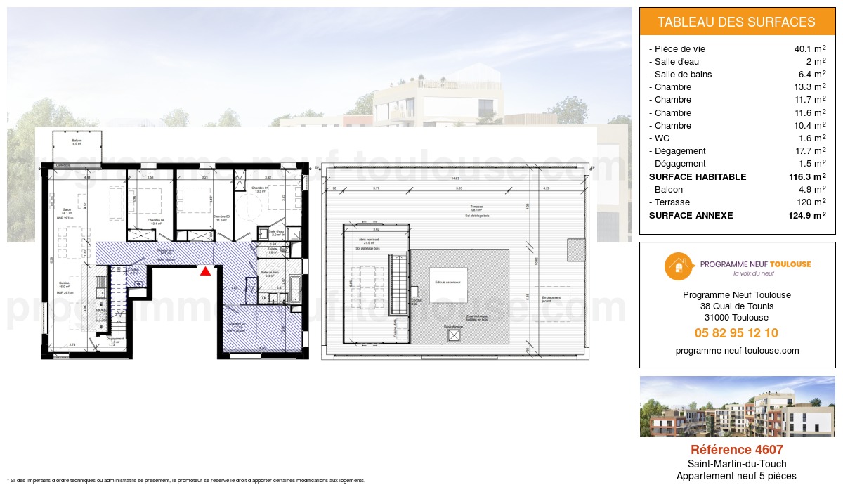 Plan pour un Appartement neuf de  116.3m² à
					Saint-Martin-du-Touch