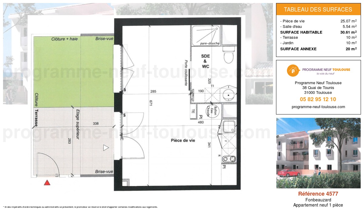 Plan pour un Appartement neuf de  30.61m² à
					Fonbeauzard