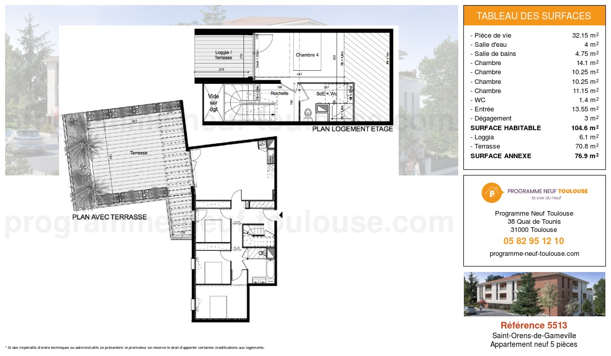 Plan pour un Appartement neuf de  104.6m² à
					Saint-Orens-de-Gameville