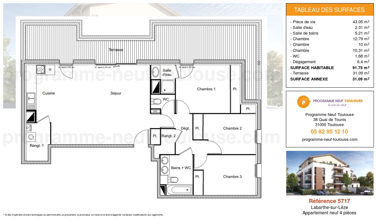 Plan pour un Appartement neuf de  91.75m² à
					Labarthe-sur-Lèze