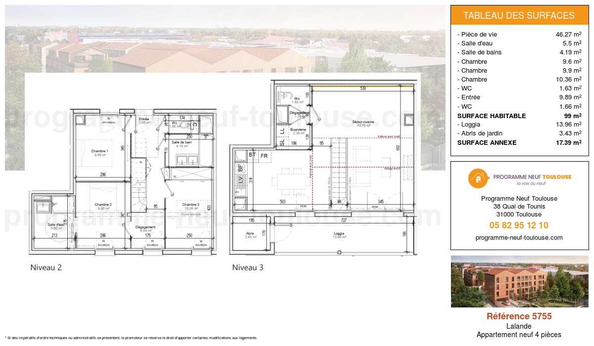 Plan pour un Appartement neuf de 99m² à
Lalande
