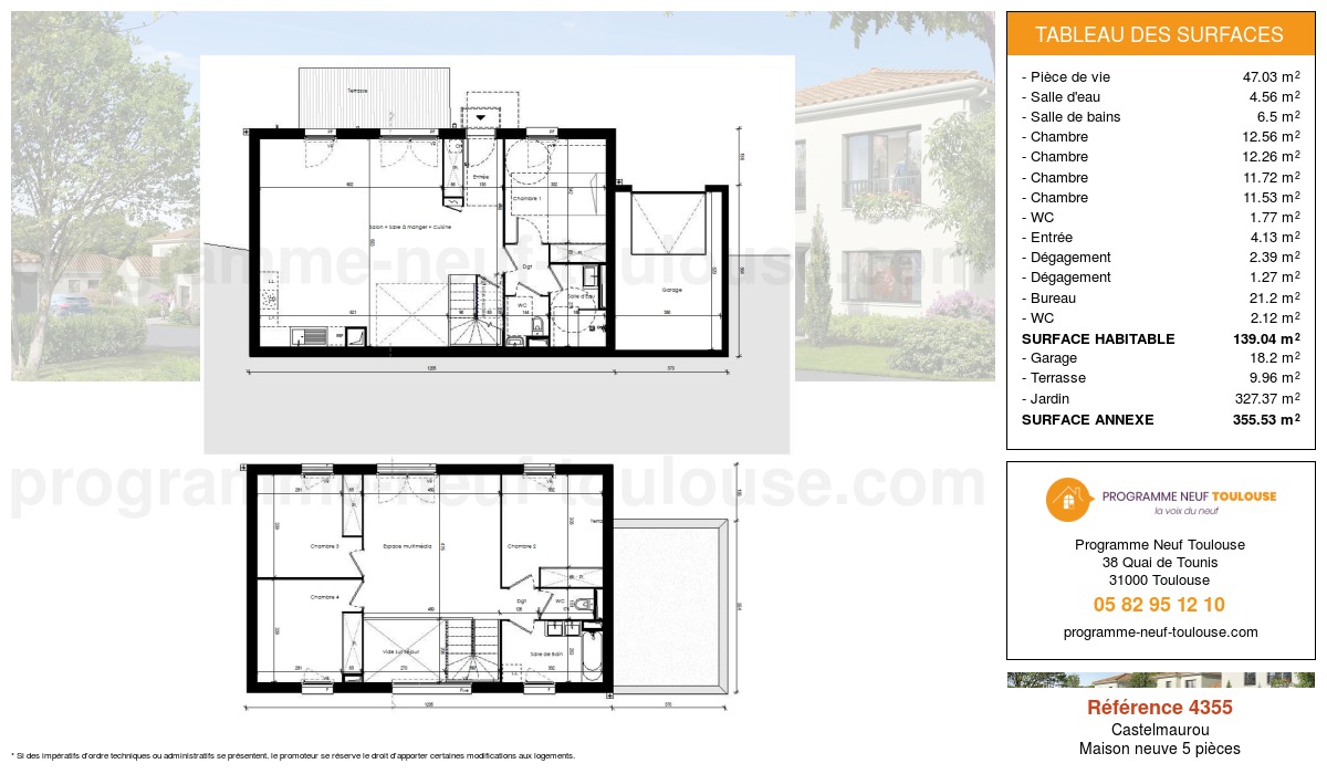 Plan pour un Maison neuve de  139.04m² à
					Castelmaurou