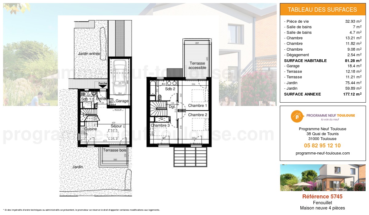 Plan pour un Maison neuve de  81.28m² à
					Fenouillet