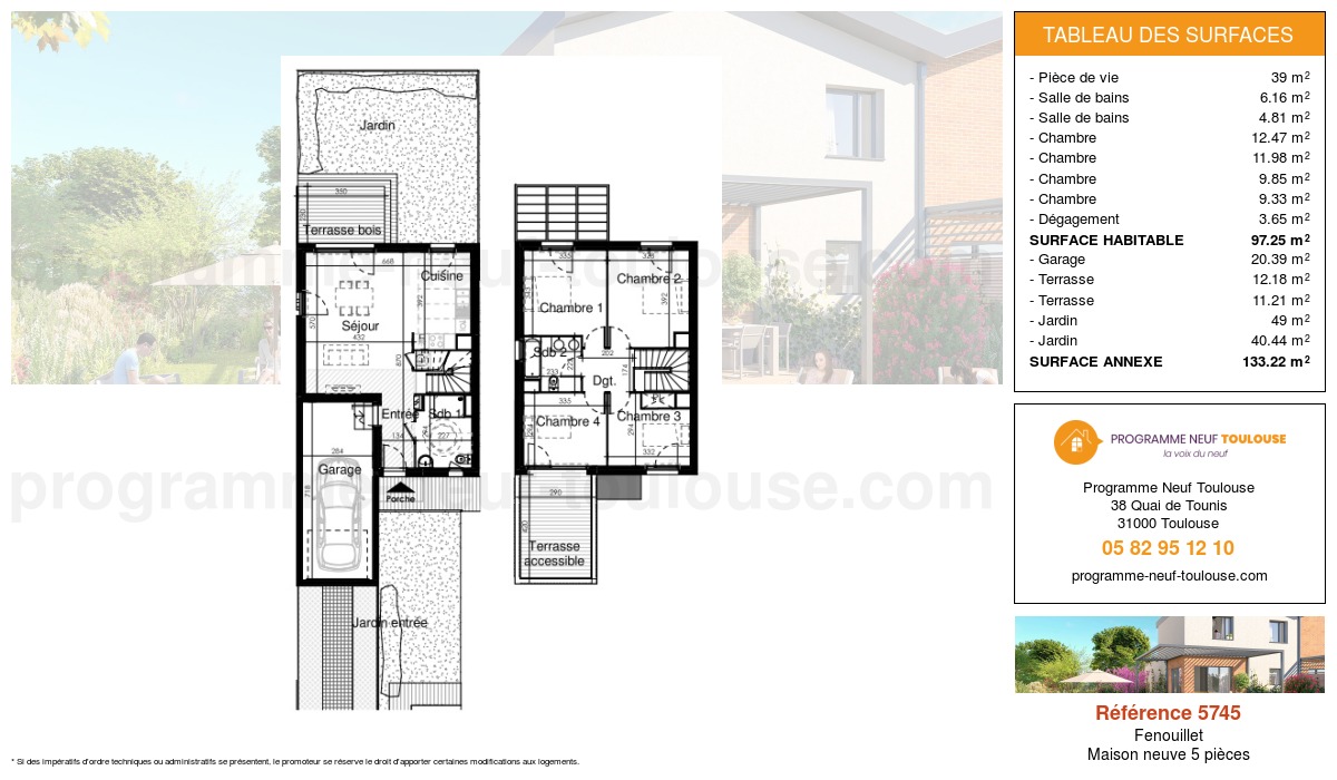 Plan pour un Maison neuve de  97.25m² à
					Fenouillet