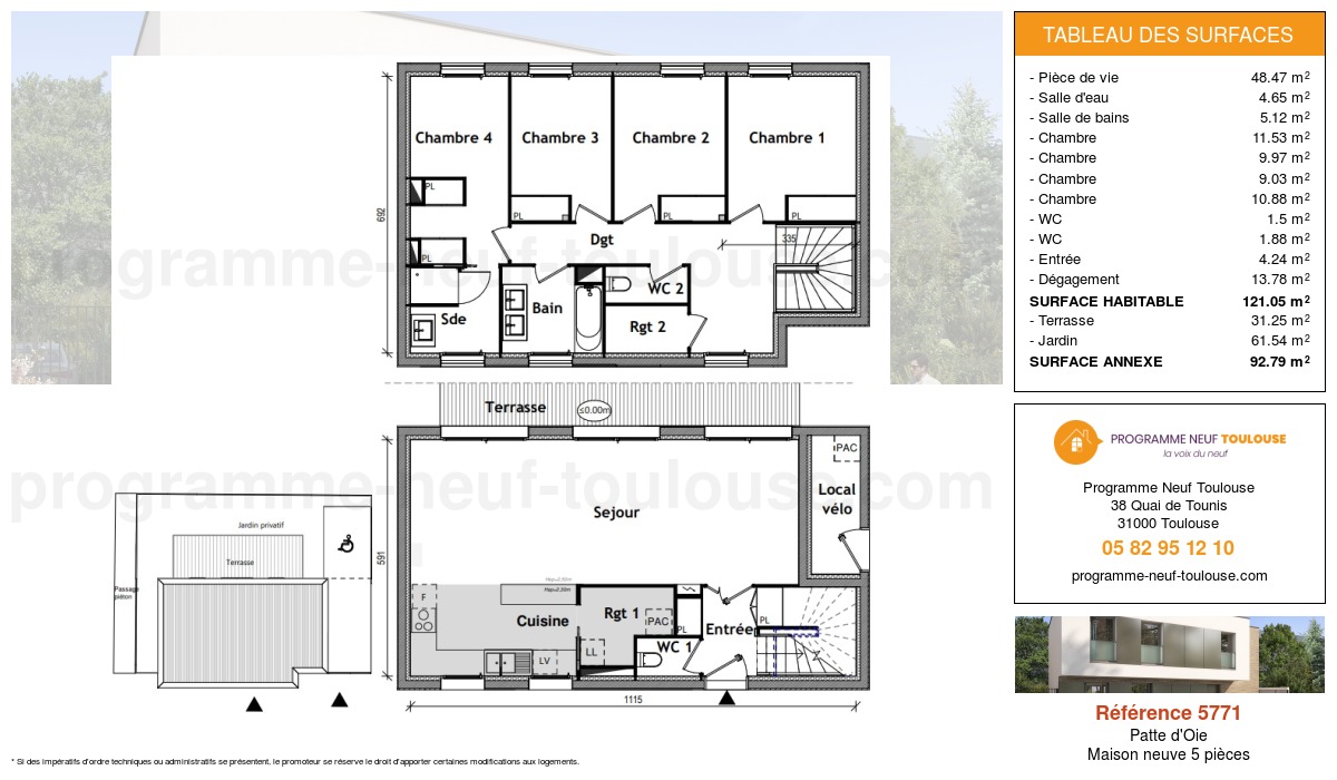 Plan pour un Maison neuve de  121.05m² à
					Patte d'Oie